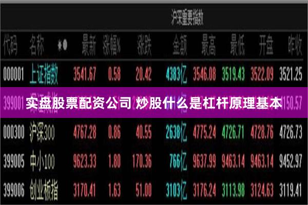 实盘股票配资公司 炒股什么是杠杆原理基本